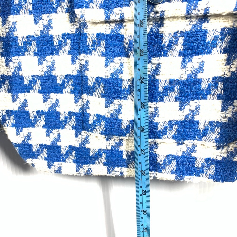 SANDRO FLORIANE SINGLE-BREASTED HOUNDSTOOTH
COTTON-BLEND WOMENS BLAZER IN BLUE - Picture 11 of 16
